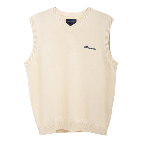 Thisisneverthat Script Logo Knit Vest Ivory TN241KKNPK03 Degli Uberti